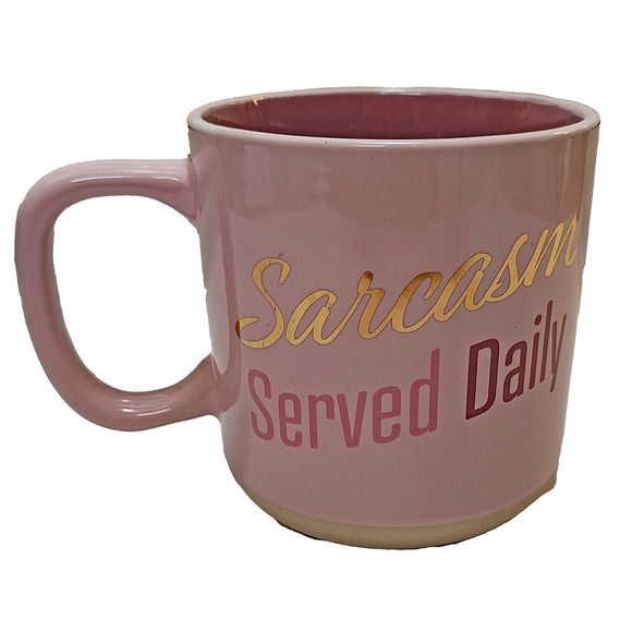 Pink Novelty Mug "Sarcasm Served Daily" 18oz - Picture 3 of 4